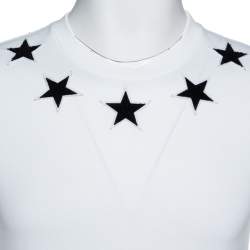 Pre Owned Givenchy White Cotton Star Appliqued '74' Cuban Fit T-Shirt S
