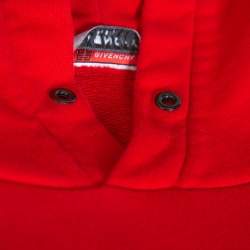 Pre Owned Givenchy Red Distressed Logo Print Cotton Hoodie XXL