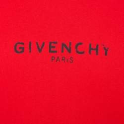 Pre Owned Givenchy Red Distressed Logo Print Cotton Hoodie XXL