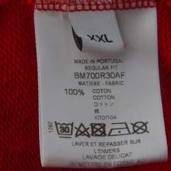 Pre Owned Givenchy Red Distressed Logo Print Cotton Hoodie XXL