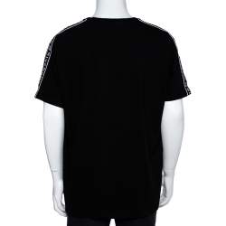 Pre Owned Givenchy Black Cotton Knit 4G Webbing Detail T-Shirt XXL