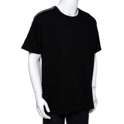 Pre Owned Givenchy Black Cotton Knit 4G Webbing Detail T-Shirt XXL