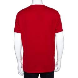 Pre Owned تي شيرت جيفنشي مكسم طباعة شعار جيرسيه قطن أحمر XL