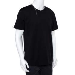 مملوكة مسبقًا تي شيرت جيفنشي تريكو قطن أسود بسلسلة مزينة مقاس كبير جدًا - إكس لارج