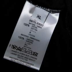 مملوكة مسبقًا تي شيرت جيفنشي تريكو قطن أسود بسلسلة مزينة مقاس كبير جدًا - إكس لارج