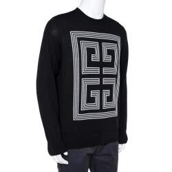 Pre Owned بلوفر جيفنشي صوف أسود فور جي أنتارسيا تريكو قصة مجسمة مقاس إكس إكس لارج - كبير جدًا جدًا