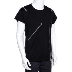 Pre Owned تي شيرت جيفنشي قطن أسود بسحاب مزين مقاس كبير جدًا - إكس لارج