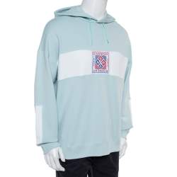 Pre Owned Givenchy Ice Blue Cotton 4G Patch Hoodie XL