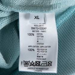 Pre Owned Givenchy Ice Blue Cotton 4G Patch Hoodie XL