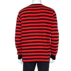 Pre Owned Givenchy  Red & Black Stripe Cotton Sweatshirt M