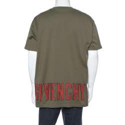 Pre Owned تي شيرت جيفنشي كولومبيان باتش شعار قطن أخضر زيتوني XL