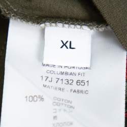 Pre Owned تي شيرت جيفنشي كولومبيان باتش شعار قطن أخضر زيتوني XL