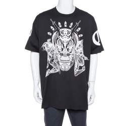 Givenchy Black Elmerinda Print Cotton Crew Neck T-Shirt XXL