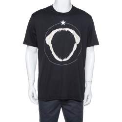 Givenchy Black Shark Jaw Print Cotton Crew Neck T-Shirt XXL