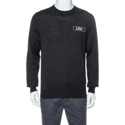 Pre Owned Givenchy Black Wool Love Embroidered Crewneck Sweater XXL