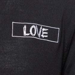 Pre Owned Givenchy Black Wool Love Embroidered Crewneck Sweater XXL