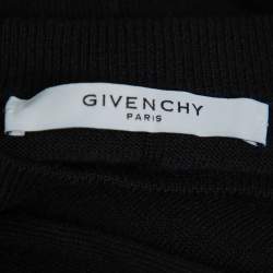 Pre Owned Givenchy Black Wool Love Embroidered Crewneck Sweater XXL