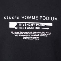 Pre Owned Givenchy Black Studio Homme Podium Printed Cotton Crewneck T Shirt M