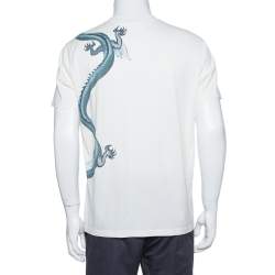 Pre Owned تي شيرت جيفنشي طباعة شعار دراغون قطن كريمي L