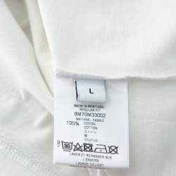 Pre Owned Givenchy White Cotton Logo Printed Crewneck Distressed T-Shirt L
