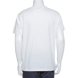Pre Owned Givenchy White Cotton Logo Printed Crewneck Distressed T-Shirt L