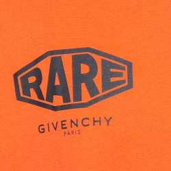 مملوكة مسبقًا Givenchy Orange Cotton Logo Printed Crewneck T-shirt L