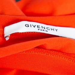 مملوكة مسبقًا Givenchy Orange Cotton Logo Printed Crewneck T-shirt L