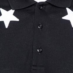 Pre Owned Givenchy Black Cotton Pique Star Embroidered Polo T Shirt XXL
