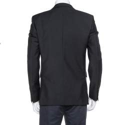 Pre Owned Givenchy Black Wool & Mohair Floral Lined Tailored Blazer L