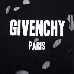 Pre Owned سويت شيرت جيفنشي نمط ممزق تريكو مطبوع بالشعار أسود مقاس صغير - سمول