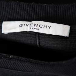 Pre Owned سويت شيرت جيفنشي نمط ممزق تريكو مطبوع بالشعار أسود مقاس صغير - سمول