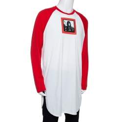 مملوكة مسبقًا Givenchy Red & White Printed Cotton Baseball T-Shirt XL