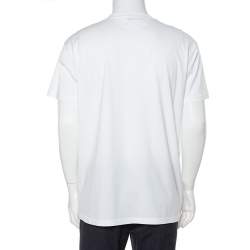 Pre Owned تي شيرت جيفنشي قطن أبيض بالشعار المطبوع رقبة مستديرة مقاس صغير جدًا - إكس سمول