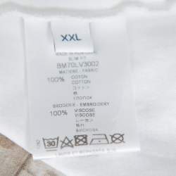 Pre Owned تي شيرت جيفنشي قطن أبيض بالشعار المطرز رقبة مستديرة مقاس كبير جدًا جدًا - إكس إكس لارج