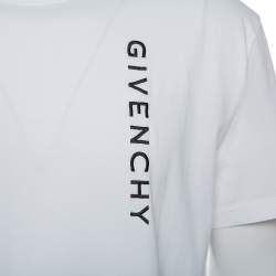 Pre Owned تي شيرت جيفنشي قطن أبيض بالشعار المطرز رقبة مستديرة مقاس كبير جدًا جدًا - إكس إكس لارج