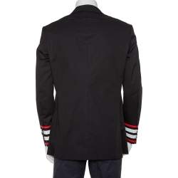 مملوكة مسبقًا Givenchy Black Cotton Contrast Trim Detail Button Front Jacket XL