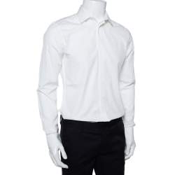 مملوكة مسبقًا قميص جيفنشي أزرار أمامية قطن مطرز نجمة أبيض مقاس وسط (ميديوم)