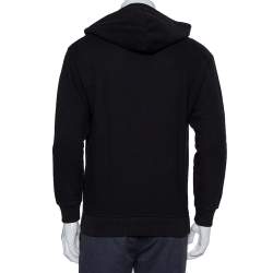 Pre Owned Givenchy Black Cotton Blurred Logo Printed Hoodie S