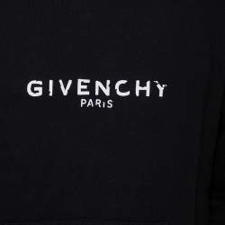 Pre Owned Givenchy Black Cotton Blurred Logo Printed Hoodie S
