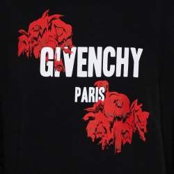 مملوكة مسبقًا Givenchy Black Rose Printed Cotton Crewneck Cuban Fit Sweatshirt S