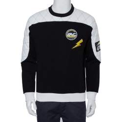 Pre Owned Givenchy Black Cotton Quilted Patch Detail Crewneck Sweatshirt S