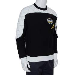 Pre Owned Givenchy Black Cotton Quilted Patch Detail Crewneck Sweatshirt S