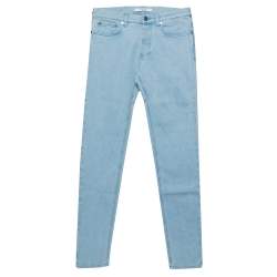 Pre Owned Givenchy Blue Denim Logo Patch Detail Straight Leg Jeans S