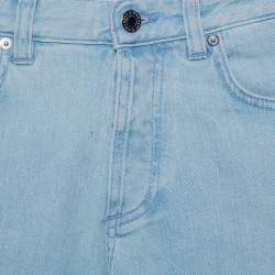 Pre Owned Givenchy Blue Denim Logo Patch Detail Straight Leg Jeans S