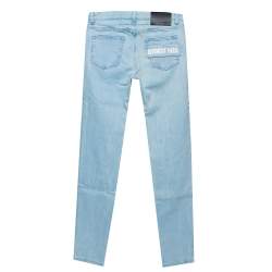 Pre Owned Givenchy Blue Denim Logo Patch Detail Straight Leg Jeans S
