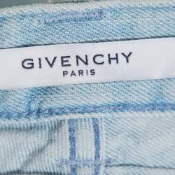 Pre Owned Givenchy Blue Denim Logo Patch Detail Straight Leg Jeans S