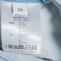 Pre Owned Givenchy Blue Denim Logo Patch Detail Straight Leg Jeans S