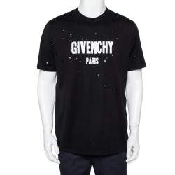 Pre Owned Givenchy Black Logo Print Cotton Oversized Distressed T-shirt M