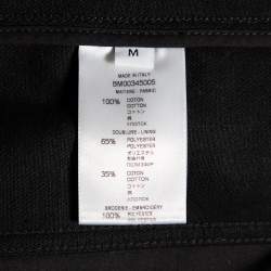 Pre Owned Givenchy Black Denim Logo Embroidered Button Front Jacket M