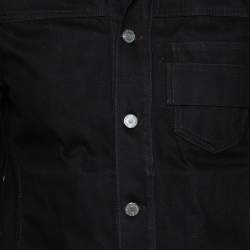 Pre Owned Givenchy Black Denim Logo Embroidered Button Front Jacket M